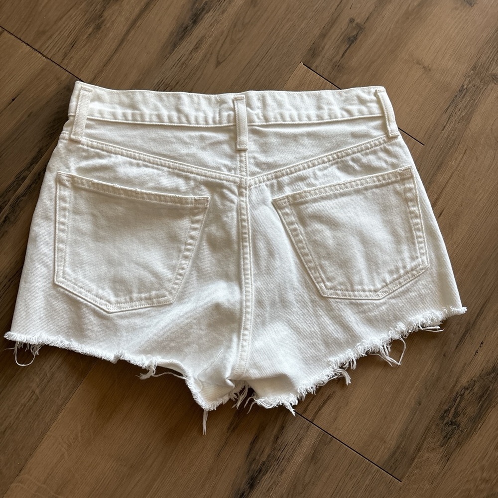 Agolde White Jean Shorts Distressed Frayed Hem - Picture 6 of 6